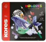 Kores Színes ceruza készlet, háromszögletű, fém doboz, KORES Kolores Selection, 24 különböző szín (IK93325) - officemarket