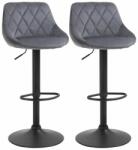 ART Set 2 scaune de bucatarie/bar, Marion, rotative, poliester, gri si negru, 51.5x48x83-104 cm (AR117835)