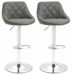 ART Set 2 scaune de bucatarie/bar, Marion, rotative, piele PU, gri si argintiu, 51.5x48x83-104 cm (AR117750)