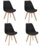 Jumi Set 4 scaune bucatarie/living, stofa, lemn, negru, 49x55x82 cm, Alta (CM-961159S)
