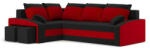  Elgon kinyitható sarokkanapé 2 db puffal, PRO szövet, bonell rugóval, balos, bal oldali puff tároló, szín - fekete / piros (GSAG5999114113032)