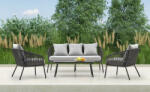Halmar ROCCA kerti garnitúra (kanapé + 2 szék + dohányzóasztal), sötétszürke/világosszürke - smartbutor