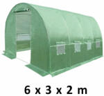 Malatec Alagút típusú kerti üvegház, melegház 6X3X2m, PE FÓLIA 140G / Nm, uv4 szűrő, ablakok