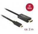 Delock USB-C csatlakozó > HDMI csatlakozó (DP vált. ) 4K 60 Hz - 2 m - fekete (DL85291) (DL85291)