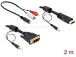 Delock Átalakító Kábel - 84455 (DVI-D(18+1) -> HDMI, apa/apa, hanggal, 2m) (DL84455) (DL84455)