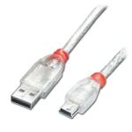 Lindy Cablu USB 2.0 la mini USB-B T-T 0.5m Transparent, Lindy L41781 (L41781)