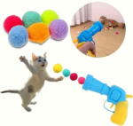  HARLEY® Interaktív játék macskáknak, 20 színes pomponlabda, 1 kilövő - CATAPULTI