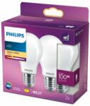 Philips Set 2x Becuri LED A60 E27 10, 5W =100W 2700K cald WW 1521lm Philips