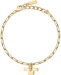 Trussardi Brățară elegantă, placată cu aur, cu logo-ul T, cu cristale TJAXC24
