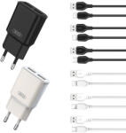 XO L92C 2.4A töltő (Fehér) - dupla USB csatlakozó, Type-C kábellel