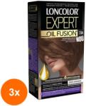 LONCOLOR Set 3 x Vopsea de Par Permanenta Loncolor Expert Oil Fusion, 7.34 Blond Auriu Aramiu, 100 ml