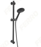 FERRO Phila Black - csúszórudas / fali állítható zuhanytartós zuhanyszett 1 funkciós kézizuhany, kerek design, matt fekete színű kivitel, N375BL-B