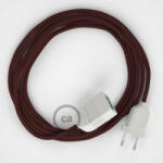  Burgundy Rayon fabric RM19 2P 10A Extension cable Made in Italy - allights - 8 130 Ft