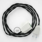  Black Cotton fabric TC04 2P 10A Extension cable Made in Italy - allights - 6 710 Ft