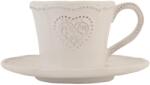 Clayre & Eef Ceasca cu farfurioara ceramica alba Cuore 15x8 cm 0.22 l (HRTKSN)