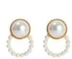 Eva Grace Cercei Erin, rotunzi, albi, cu montura aurie, decorati cu perle - Colectia Universe of Pearls