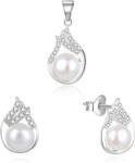 Beneto Set elegant de bijuterii din argint cu perle reale AGSET220PL (pandantiv, cercei)