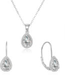 Beneto Csillogó ezüst ékszerszett cirkónium kövekkel AGSET194R (nyaklánc, fülbevaló)
