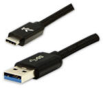 Logo USB-kábel (3.2 gen 1), USB-A hím - USB-C hím, 1 m, 5 Gb/s, 5 V/3 A, fekete, dobozban, nejlon szövetborítás, alumínium csatlakozóburkolat,