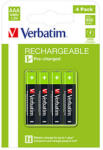 Verbatim Újratölthető akkumulátor, AAA (HR03), 1, 2 V, 950 mAh, Verbatim, buborékcsomagolás, 4 darabos csomagolásban