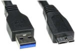 Logo USB kábel (3.0), USB A csatlakozó - USB micro B csatlakozó, 2 m, fekete, buborékcsomagolásban