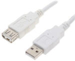  USB hosszabbító kábel (2.0), USB A hím - USB A csatlakozó, 0, 3m, fehér