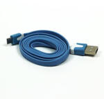 Logo USB kábel (2.0), USB A csatlakozó - microUSB csatlakozó, 1m, lapos, kék, buborékcsomagolás
