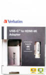 Verbatim USB (3.1) hub 1 port, 49143, szürke, kábel hossza 10cm, Verbatim, 1x HDMI