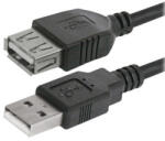 Logo USB hosszabbító kábel (2.0), USB A hím - USB A csatlakozó, 3 m, fekete, buborékcsomagolásban