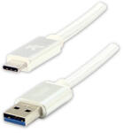 Logo USB-kábel (3.2 gen 1), USB-A hím - USB-C hím, 2 m, 5 Gb/s, 5 V/3 A, fehér, dobozban, nejlon szövetborítás, alumínium csatlakozóburkolat,