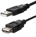  USB hosszabbító kábel (2.0), USB A hím - USB A csatlakozó, 3 m, fekete