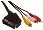  Videokábel SCART hím - 3x CINCH hím, 3m, fekete