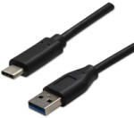 Neutralle USB kábel (3.2 gen 2), USB A hím - USB C hím, 1m, 10 Gbps, 5V/3A, fekete