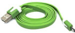Logo USB kábel (2.0), USB A csatlakozó - microUSB csatlakozó, 1m, lapos, zöld, buborékcsomagolás