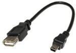  USB kábel (2.0), miniUSB hím - USB A csatlakozó, 0, 2 m, fekete