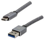 Logo USB-kábel (3.2 gen 1), USB-A hím - USB-C hím, 2 m, 5 Gb/s, 5 V/2 A, szürke, dobozban, fémfonat, alumínium csatlakozóburkolat, DO