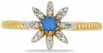  Arannyal Bevont Ezüst Gyűrű Kék Etiópiai Opállal és Fehér Topázza (Y51376/54)