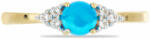  Arannyal Bevont Ezüst Gyűrű Kék Etiópiai Opállal és Fehér Topázza (Y51367/57)