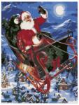  Számos festővászon festékkel és ecsettel Mikulás a szánon 30x40 cm (W137) (W137)