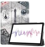 Gigapack Huawei MediaPad M6 10.8 WIFI tok álló (aktív Flip, TRIFOLD asztali tartó funkció, térkép minta) szürke (GP-89136)