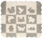 SPRINGOS Állatos puzzle szőnyeg gyerekeknek, 120x120 cm, krém, szürke (FM0016)