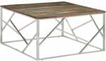 vidaXL ezüstszínű rozsdamentes acél és tömör fa dohányzóasztal (349960) - pepita