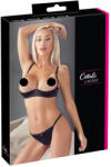 Cottelli Collection - strasszos láncos, szatén mellemelő szett (fekete) (22211791331) - sexshopcenter
