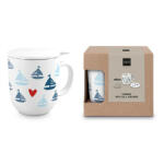 PPD Porcelán teásbögre tetővel, rozsdamentes szűrővel 0, 4l, dobozban, Seaside