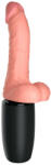 King Cock Plus 6.5 - вибратор с тестиси с тласкаща функция - телесен цвят