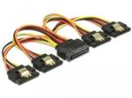 Delock 15 pin-es SATA kábel bemeneti > 15 pin-es SATA tápcsatlakozó kimeneti 4 x egyenes 15 cm (DL60156) (DL60156)