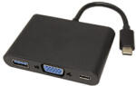 Neutralle USB/Video átalakító HUB, DP Alt Mode, USB C hím - VGA (D-sub) csatlakozó USB C csatlakozó (PD) USB A hím, fekete, műanyag zacskó 2560
