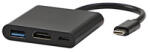 All New USB/Video átalakító HUB, DP Alt Mode, USB C hím - HDMI csatlakozó USB C csatlakozó (PD) USB A csatlakozó, fekete, teljesen új doboz 4K2K@30H