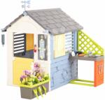 Smoby Căsuța stație meteorologică cu ghiveci la intrare Cele patru anotimpuri 4 Seasons Playhouse Smoby cu clopoțel de vânt și pluviometru (SM810231-1N) Casuta pentru copii