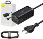 Baseus 030389 Baseus hálózati töltő adapter, 2 x USB-A + 2 x USB Type-C aljzat, GaN3 Pro, 100W, fekete (030389)